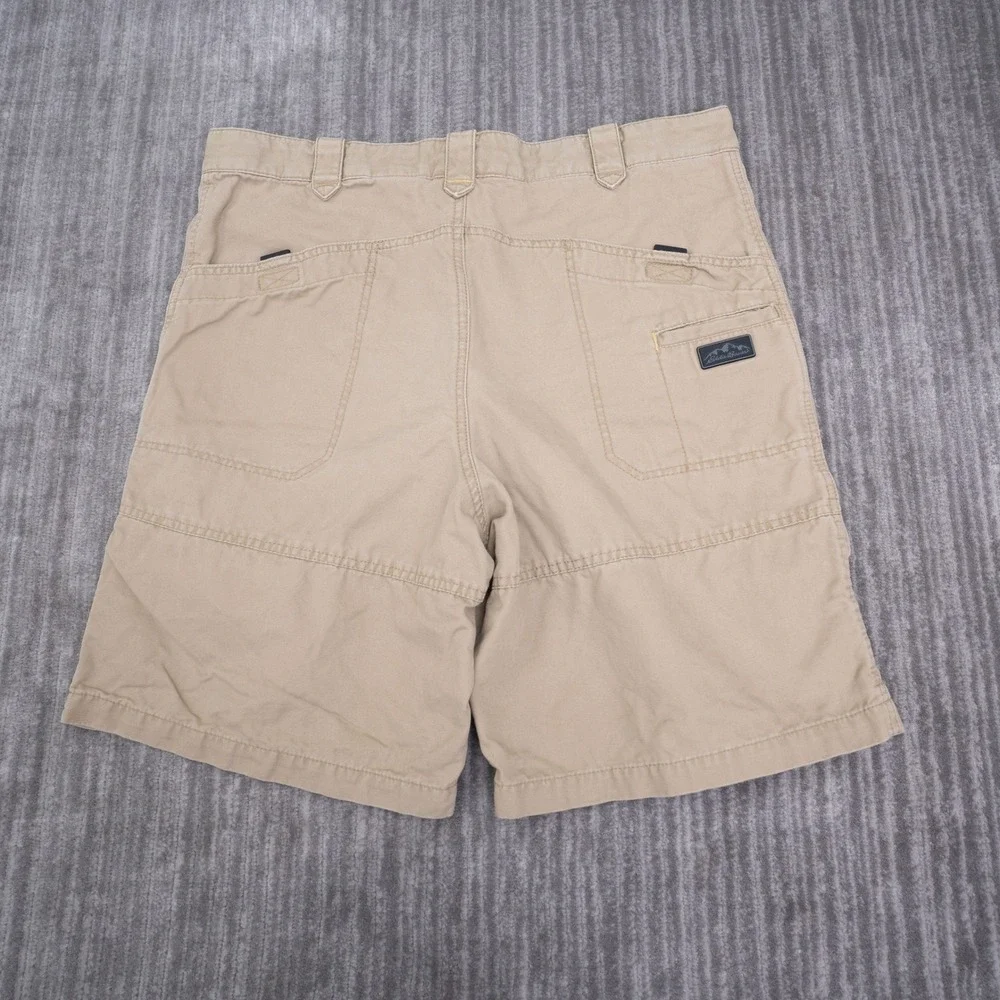 Eddie Bauer Mens Khaki Cargo Shorts Size 36 Fit 38x10 Tan Cotton Canvas Utility